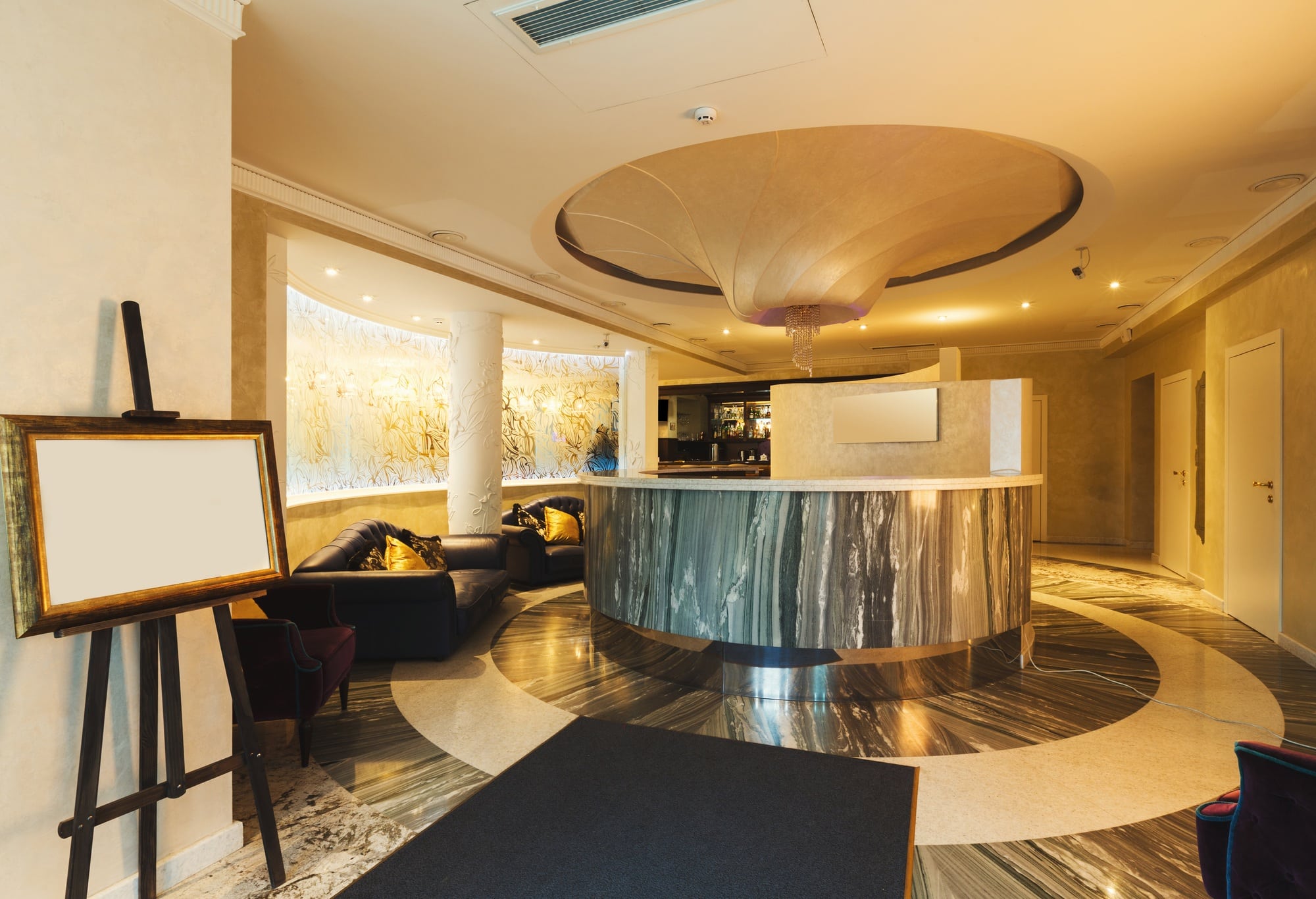 Interior of modern hotel reception